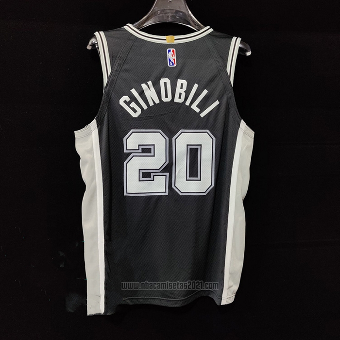 Camiseta San Antonio Spurs Manu Ginobili #20 Icon Autentico Negro
